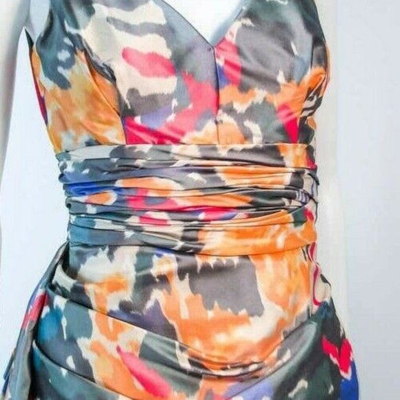 ◇$7,500 OSCAR DELA RENTA SILK FLORAL MULTI COLOR RUNWAY GOWN US 4 M - Picture 5 of 11